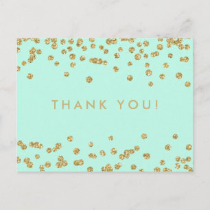 Carte Postale Merci Note Gold Faux Parties scintillant Confetti 