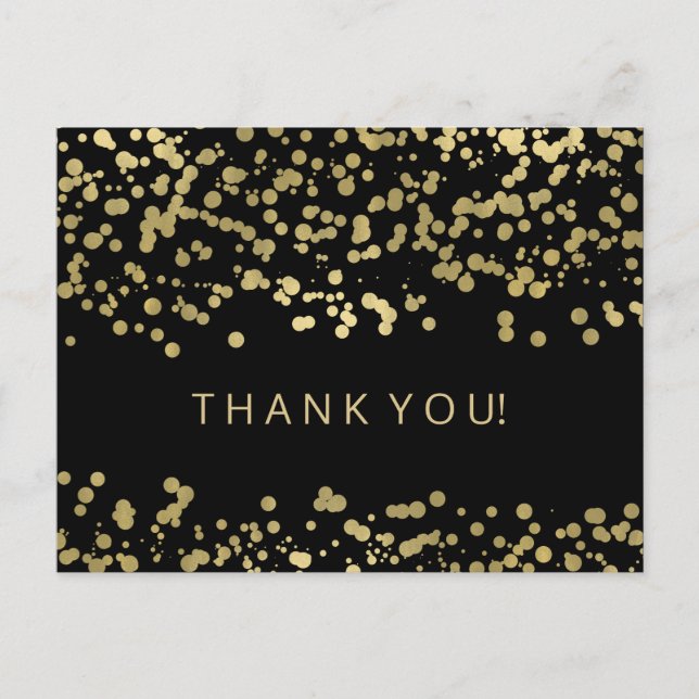 Carte Postale Merci Note Gold Foil Confetti (Devant)