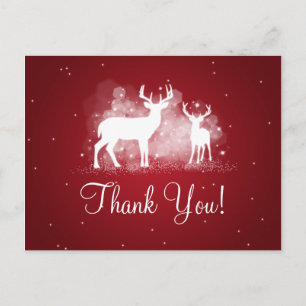 Carte Postale Merci Note Hiver Cerf Étincelle Rouge