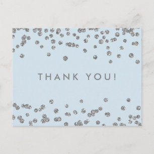 Carte Postale Merci Note Parties scintillant Argent Confetti Ice
