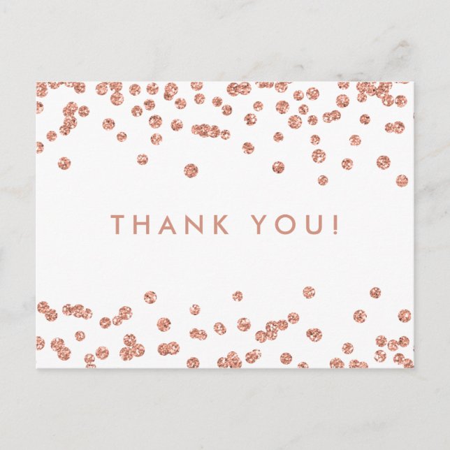 Carte Postale Merci Note Rose Parties scintillant Or Confetti Bl (Devant)