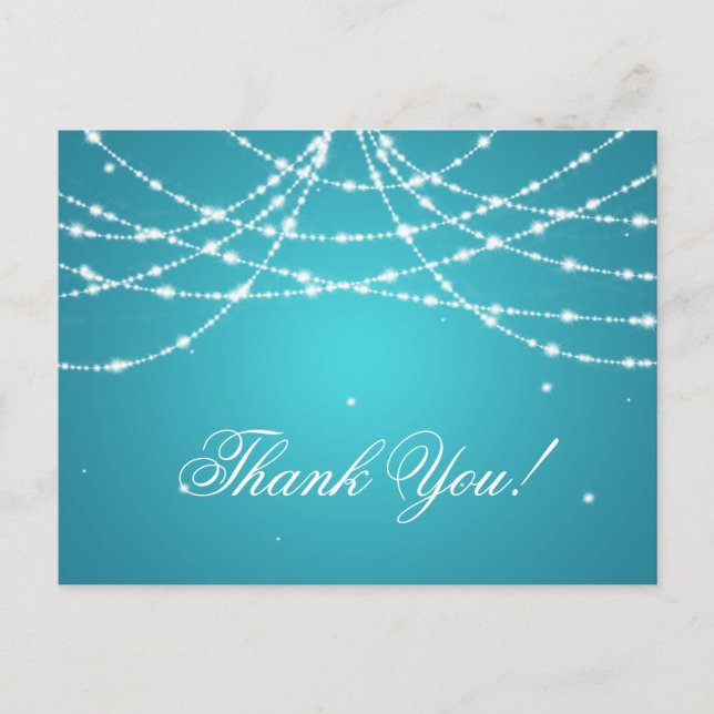 Carte Postale Merci Note Sparkling String Turquoise (Devant)