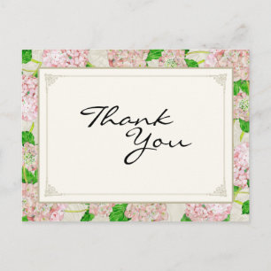 Carte Postale Merci Notes Pink Hydrangea Lace Floral Formel