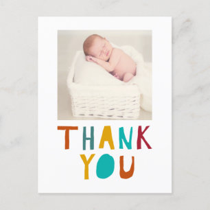 Carte Postale Merci Nouveau-né Baby shower Cute Typographie