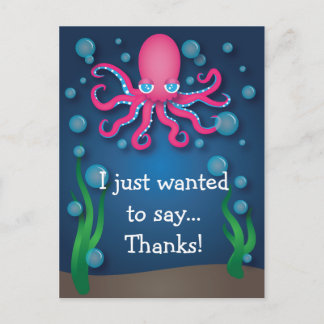 Carte postale Merci octopus rose de la mer
