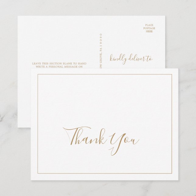 Carte postale Merci or minimaliste (Devant / Derrière)