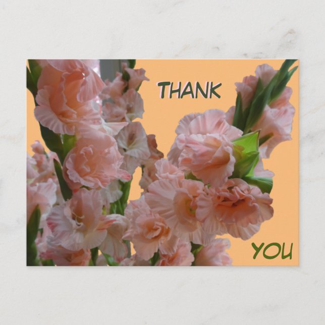 Carte postale Merci Pastel Orange Rose Gladioli (Devant)