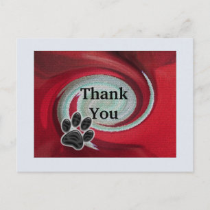 Carte Postale Merci Pet Sitter Red Swirl Empreinte de patte anim
