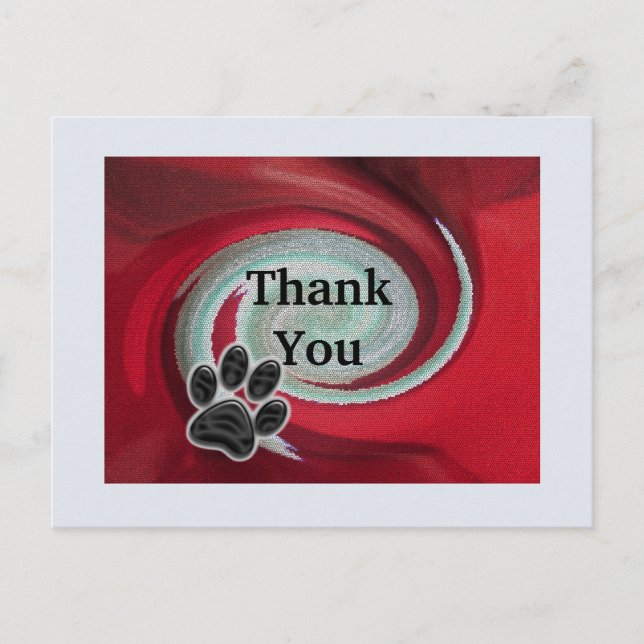 Carte Postale Merci Pet Sitter Rouge Tourbillon Empreinte de Pat (Devant)