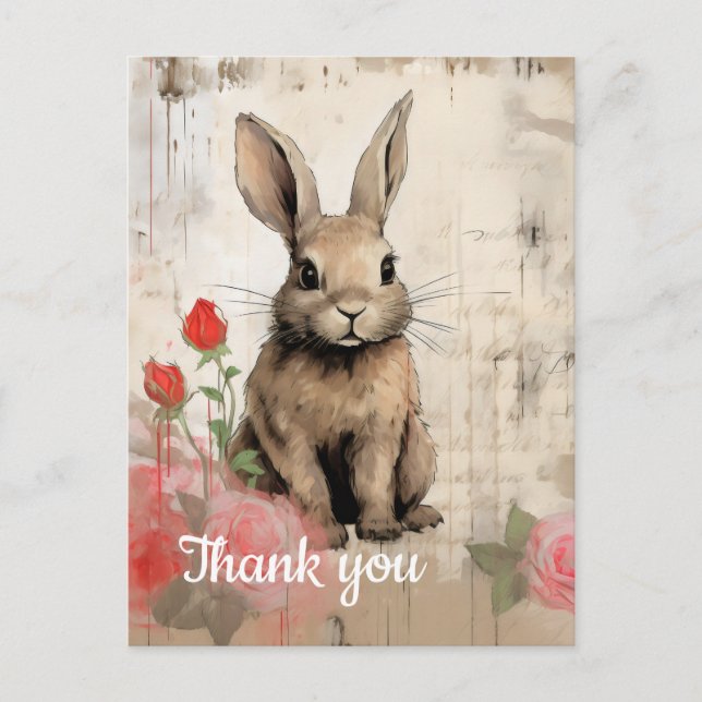 Carte Postale Merci petit lapin brun 16 (Devant)