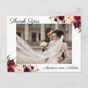 Carte postale Merci photo avec Fleur rose Marsala