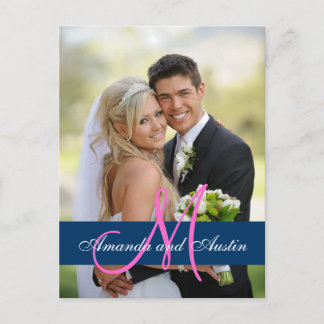 Carte postale Merci photo Blue Mariage damassé