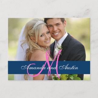 Carte postale Merci photo Blue Mariage damassé