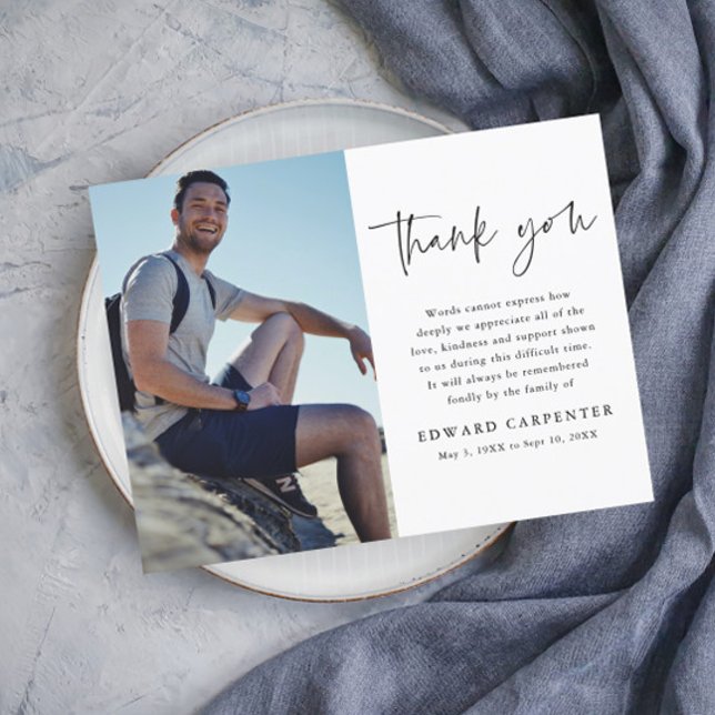 Carte Postale Merci photo commémoratif de funérailles simple (Créateur téléchargé)