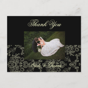 CARTE POSTALE MERCI PHOTO CREAM MARIAGE DAMASSÉ