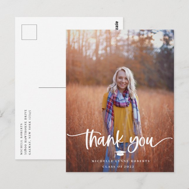 Carte Postale Merci photo de diplôme (Devant / Derrière)