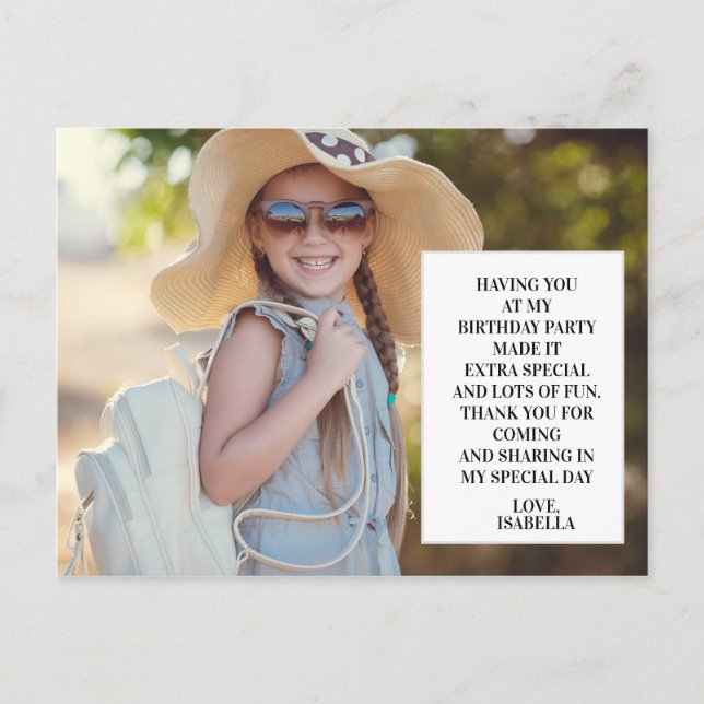 Carte Postale Merci photo de la fête d'anniversaire de l'enfant (Devant)