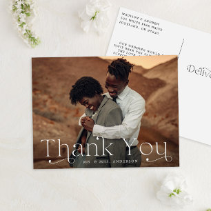Carte Postale Merci photo de mariage simple et élégant