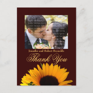 Carte Postale Merci photo du Mariage de tournesol rustique