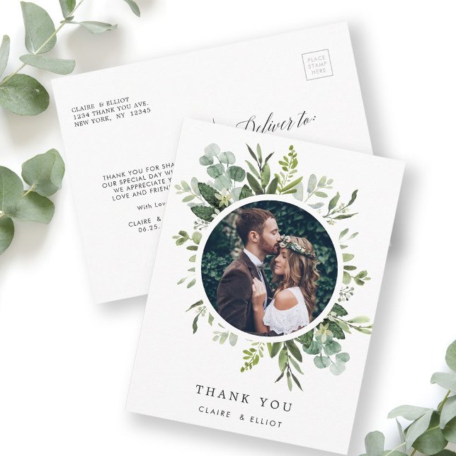 Carte Postale Merci photo Eucalyptus Green Foliage (Front & Back)