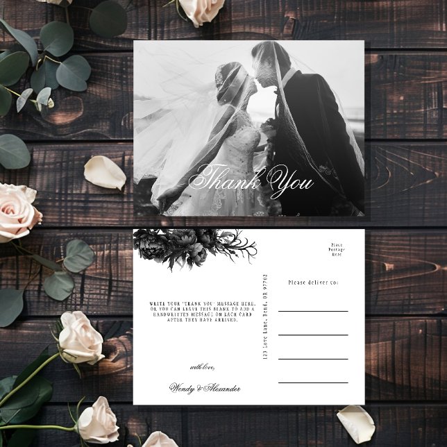 Carte Postale Merci photo gothique blanc classique Mariage (Créateur téléchargé)