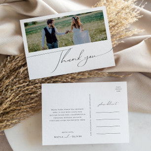 Carte Postale Merci photo horizontal de script Whimsical Boho