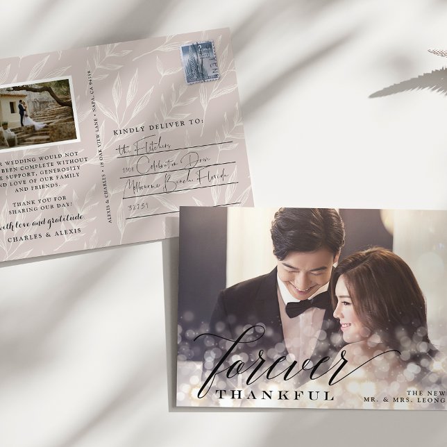 Carte Postale Merci photo Mariage de Bokeh Flare (Créateur téléchargé)