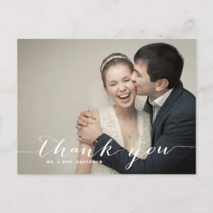 Carte postale Merci photo Mariage de script blanc