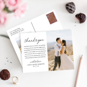 Carte Postale Merci photo Mariage de script cardiaque moderne