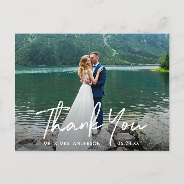 Carte Postale Merci photo Mariage de script manuscrit (Devant)