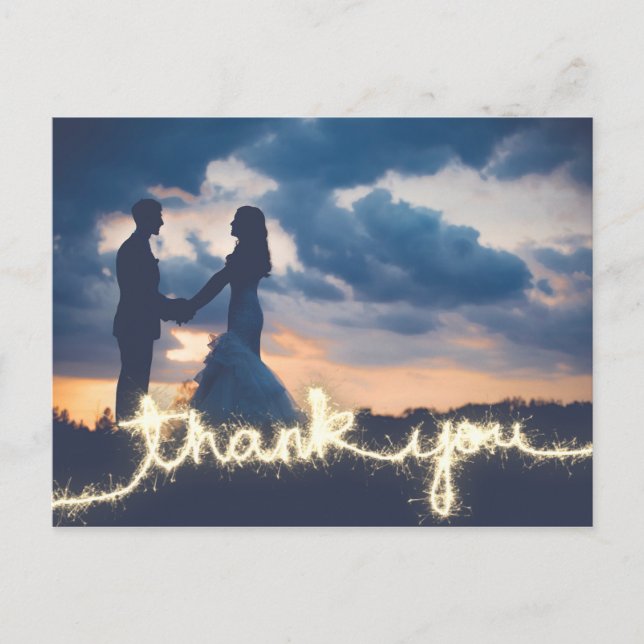 Carte Postale Merci photo Mariage Gold Sparkler (Devant)