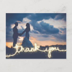 Carte Postale Merci photo Mariage Gold Sparkler moderne