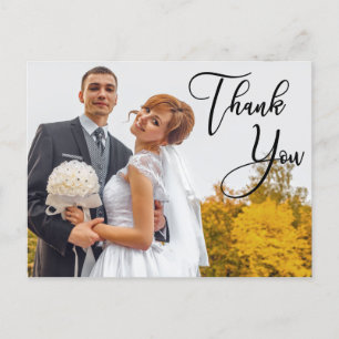 Carte Postale Merci photo Mariage manuscrit moderne