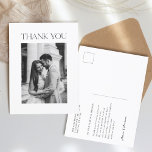 Carte Postale Merci photo Mariage minimaliste<br><div class="desc">Carte postale Merci photo Mariage minimaliste</div>