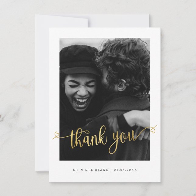 Carte postale Merci photo Mariage minimaliste (Devant)