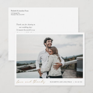 Carte Postale Merci photo Mariage or simple et élégant
