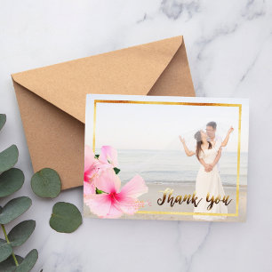 Carte Postale Merci photo mariage rose floral