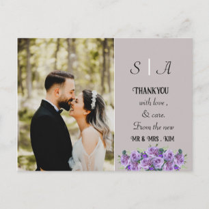 Carte Postale merci photo minimaliste violet gris clair et noir