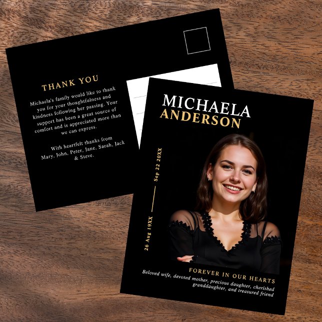 Carte Postale Merci photo moderne élégant funéraire/mémorial (Créateur téléchargé)