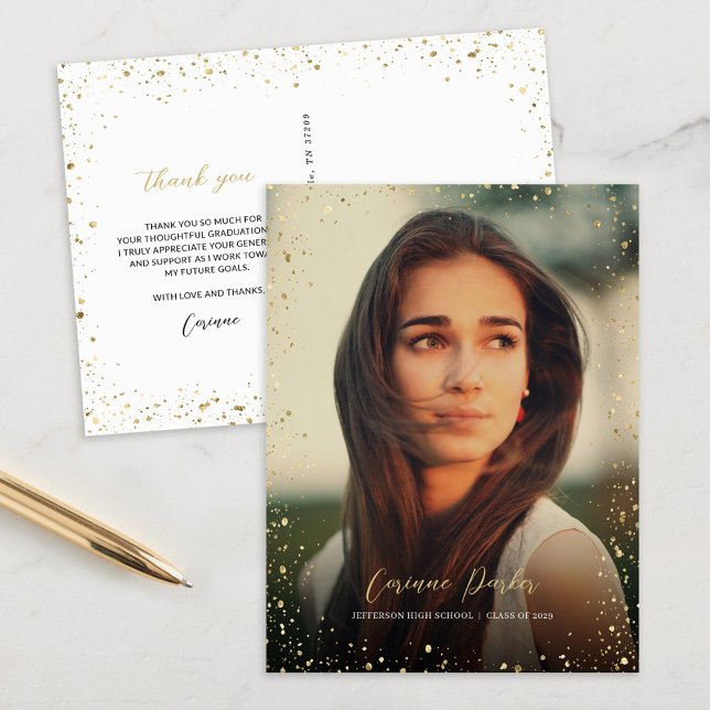 Carte postale Merci photo moderne Glitz Graduation (Créateur téléchargé)