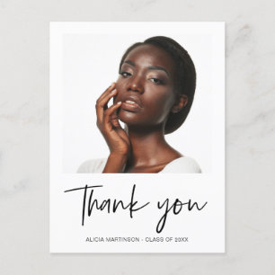 Carte Postale Merci photo moderne noir Script Graduation
