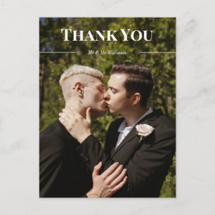 Carte Postale Merci Photo & Noms Typographie Épurée