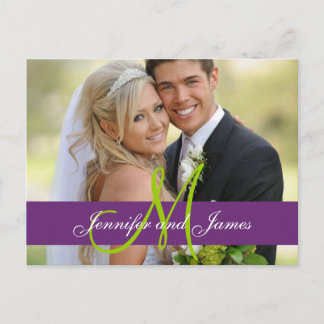 Carte postale Merci photo Purple Mariage damassé