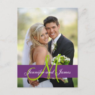 Carte postale Merci photo Purple Mariage damassé