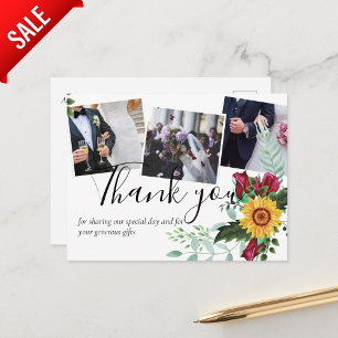 Carte postale Merci photo Rose Sunflowers