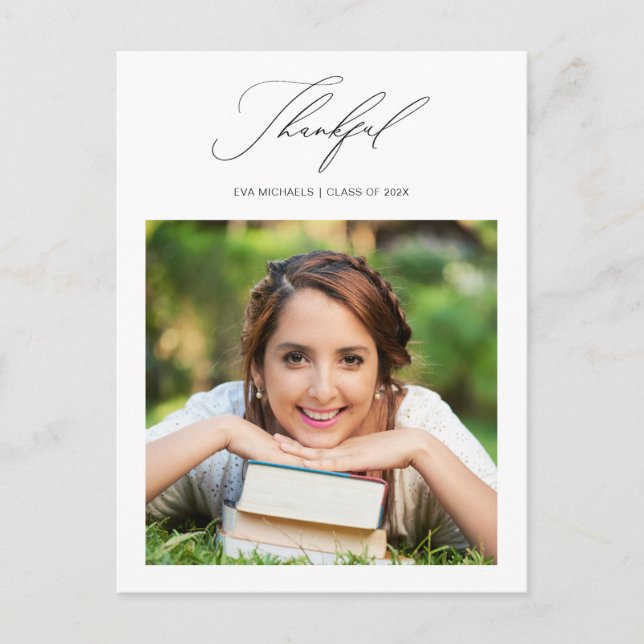 Carte Postale Merci photo simple de remerciement de la graduatio (Devant)