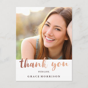 Carte Postale Merci photo tendance Rose Gold Graduation