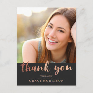 Carte Postale Merci photo tendance Rose Gold Graduation