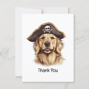 Carte Postale Merci Pirate Golden Retriever Crâne de Chien