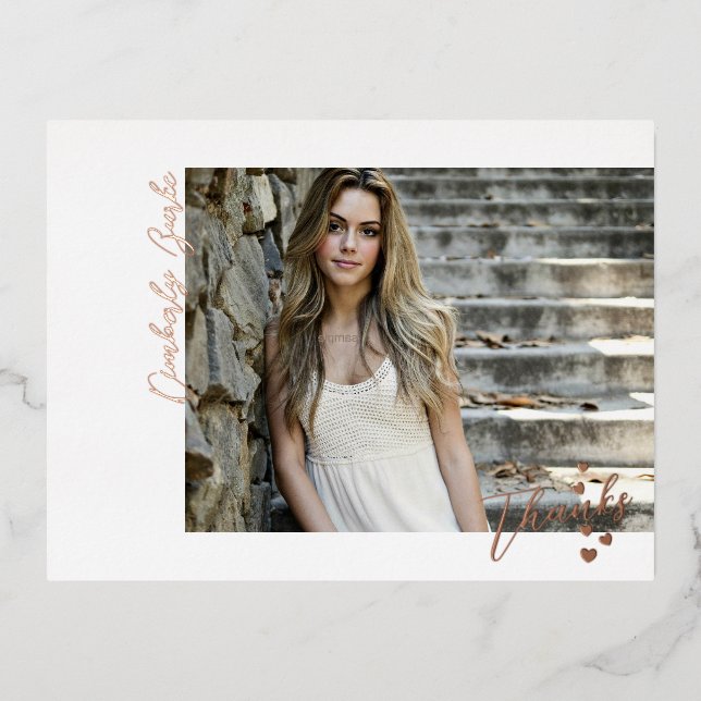 Carte postale Merci Plus Hearts Grad Photo Foil (Recto)